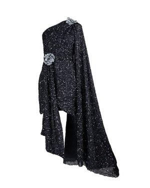 SEQUIN CAPE DRESS